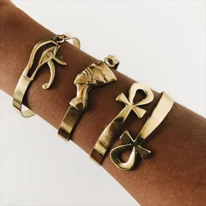 STRANDS EGYPTIAN ECHTE OOG BRACELBEL BANGEN MANNEN VINTAGE roestvrij staal Cross Nefertiti Bracelet voor vrouwen Gotisch sieraden Gift