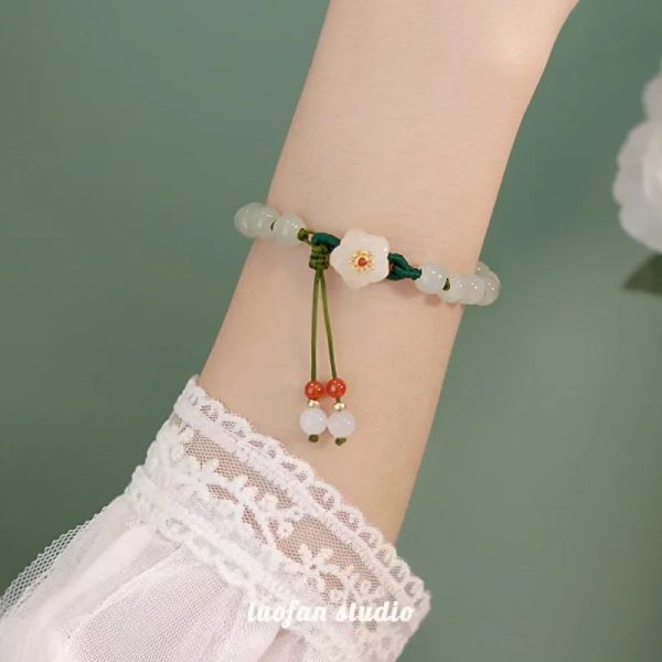 Strands Elegantes pulseras coreanas de jade redondeas regalos de fiesta de color blanca de color blanco para mujeres accesorios de joyería de moda