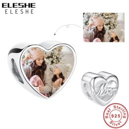 Stands Eleshe New 925 Sterling Silver Classic Mom Love Charm Perle personnalisée Perle Fit Bracelet Original Bijoux de bricolage Making Christmas Gift