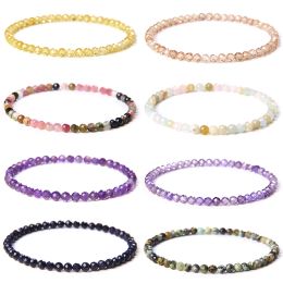 Brins de perles de zircon à facettes bracelets pour femmes hommes 4 mm cristal tourmaline rose opale stretch bracelet minuscule mini-bracelets bijoux de mode