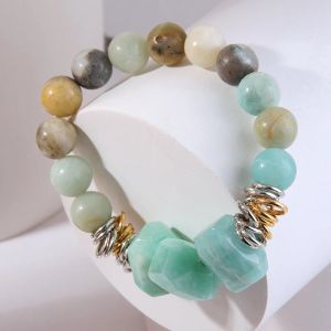 Brins mode 10 mm belles belles femmes Bracelet élastique naturel Stretch Big Punk Stone Bead Bracelet