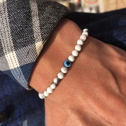 Brins mode bracelet 4 mm perles de pierre naturelle Braslet Eye Braslet Obsidian Hematite Elastic Braclet for Men Hand Jewelry Pulseras Homme