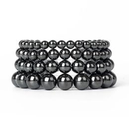 Brins d'énergie de la mode Stone Beaux d'hématite Bracelet Men Nature 420 mm Reiki Guérison Bracelets magnétiques pour les femmes Protéger les bijoux de santé