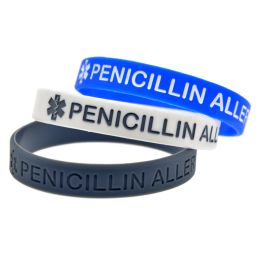 Brins mode pénicilline allergique bracelet en silicone pénicilline allergie avertissement bracelet à main