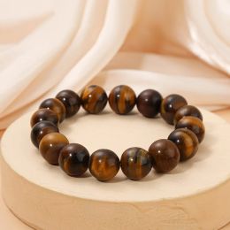 STRANDS Fashion Tiger Eye Bracelet For Man Women Natural Stone Elastic Bracelet Vrouw mannelijk Glass Kralen Bracelet Heal Sieraden