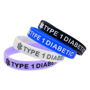 STRANDS Mode Type 1 Diabetische siliconenarmband Type 1 Diabetes WAARSCHUWING Taal Bracelet Sportarmband Hot Sale