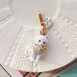 Stands Fashion White Cat charme de chat mini petit charme sac à main chaînes de fermeture à glissière pour femmes bracelet, collier