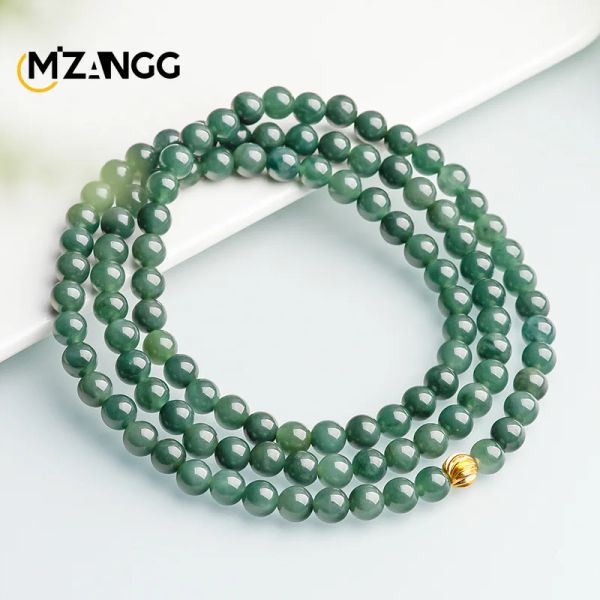 Brins réel collier de jadéite du Myanmar naturel 7,5 mm huile de graines de glace bracelet bracelet masculin et féminin bijoux de luxe de haute qualité
