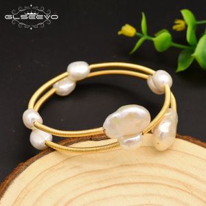 Brins Glseevo Bracelet de bracelet de bracelet à double couche Perle de perle de perle de perle pour perle pour femmes pour femmes pour femmes Femme GB0120