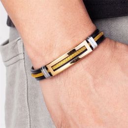 Brins de chaîne dorée bracelets en acier inoxydable pour hommes femmes adolescents en caoutchouc ceinture bracelet bracelet bracele