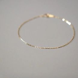 STRANDS GOLDTUTU PURE 14K GOUDE BRACKET VOOR VROUWELIJKE, kale ketting, eenvoudige gewone ketting, fijn en licht goud, KJ444