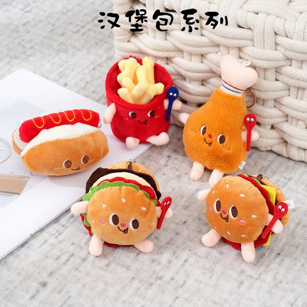 Brins hamburg hot dog poulet jambe peluche pendante petite poupée boutique grab machine poupée bookbag pendentif