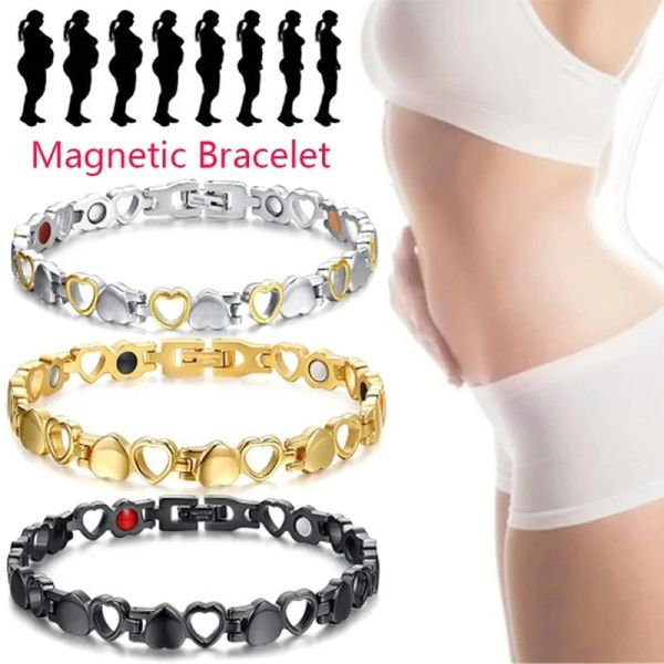 Brins Bracelet minceur magnétique sain pour femme manche de poids Bracelet Bracelet Cœur en forme de coeur chaîne d'acier aident les dons de bijoux de sommeil