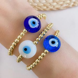 Brins Herook Blue Evil Eye Bracelet Braceuses à plaques or de haute qualité Bijoux de pulseras extensible pour femmes Blue Lucky Eye Bracelets