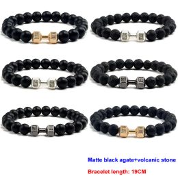 Brins Bracelet pour hommes de haute qualité Natural Black Matte Agate Hardin Bracelet Bracelet Energy Fitness Barden Fashion Jewelry
