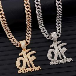 STRANDS HOP ALLEEN DE FAMILIE OTF Crystal Letter Pendant ketting voor mannen Miami Iced Cubaanse ketting Ketting Punk Jewelry cadeau 240424