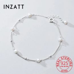 STARDS INZATT ECHTE 925 Sterling Silver Pearl Bead Bracelet voor mode Women Classic Fine Jewelry Minimalistische accessoires