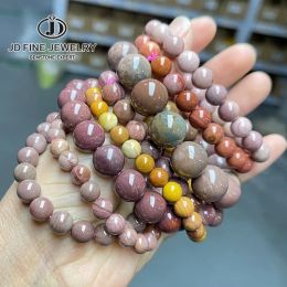 Brins jd 3a peinture à l'huile naturelle Alashan Agate Bracelets Femmes Men Vintage Charme Round Energy Strand Bangles Gift de bracelet de mode