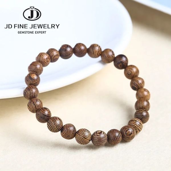 Brins JD 6 8 10 mm Natural Wenge Bracelet Vintage Bracelet Femmes Men de mala Méditation Prière Bouddha Stretch Bangles Bangles Yoga Hand Stand Gift