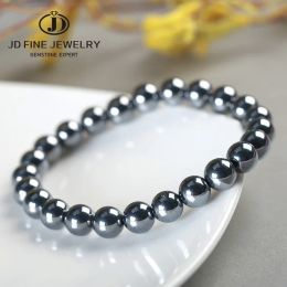Brins jd aaa naturel noir brillance térahertz perles rondes de pierre Bracelet Femmes 6/8 / 10 mm hommes bijoux Health