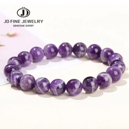 Brins JD Dream Natural Dream Lace Amethyst Stone Breded Bracelets Femmes Polon Crystal Quartz Perle d'énergie Reiki Guérison Brangle Bijoux Cadeau