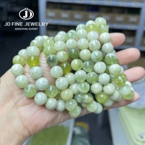 Brins jd naturel light vert blanc jade chinois xiuyu rond perles bracelets femmes reiki guérison des soins de santé énergétique scintiller les bracelets cadeaux