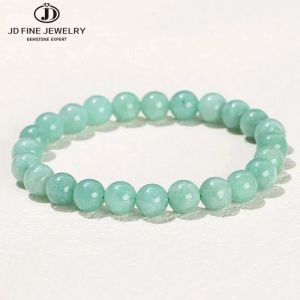 Brins jd bracelets de perles de jade vert naturel du myanmar