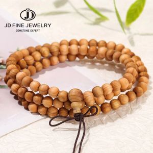 STRANDS JD NATUURLIJKE THUJA houten Boeddha 108 kralen armbanden vrouwen mannen vintage handgemaakte yoga gebedsmeditatie pols mala armband sieraden