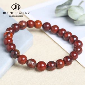 STRANDS JD Groothandel natuursteen kralen Rood bloed Jasper armband Brecciated Stone Round Losse Bead Rainbow Jasper voor doe -het -zelf sieraden