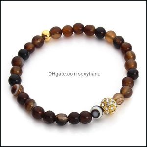 Brins Bijoux Transfert Chance 6Mm Strass Perlé Bracelets Chakra Yoga À La Main Pierre Naturelle Perle Ronde Coréenne Amitié Bracelet Pour Wom