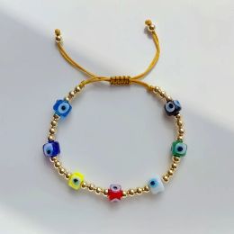 Strands Kkbead colorido Turco Turco Evil Ocho Jewelry for Women Gold Color Braceletas Pulseras ajustables al por mayor