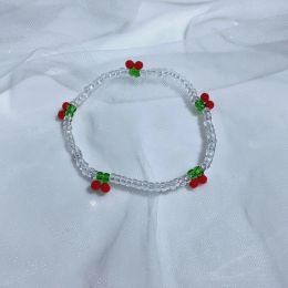 Brins bijoux coréen bijoux mignon noir blanc cerise perle élastique bracelet bacelet girls bracelets élastiques réglables bracelets