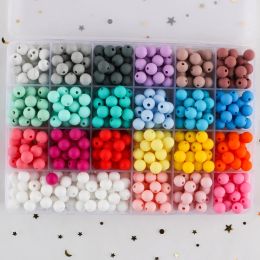 Brins kovict de 15 mm perles de silicone ronde 100/200/500pcs perle de qualité alimentaire pour les bijoux faisant des accessoires de chaîne de sucette de bricolage de bricolage