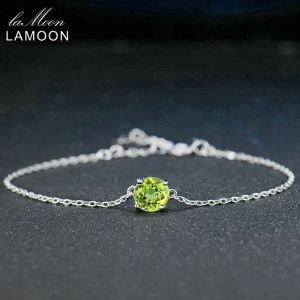 STARDS LAMON 7MM Natuurlijke ronde Cut Peridot 925 Sterling Silver Jewelly Chain Charm Bracelet S925 LMHI039