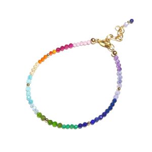 Brins lii ji arc-en-ciel bracelet 14K or rempli multi-mini bracelet perlé étincelant 15 + 3cm pour enfants