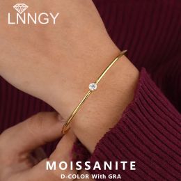 Brins lnngy original et pur 925 sterling manche bracelet bracelet Moisanite 5 mm pour femmes bijoux de luxe à chaîne de mains simples