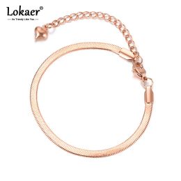 Brins Lokaer 316l Chaîne de serpent en acier inoxydable Bracelets minces pour les femmes Girls Rose Gold Bohemia Party Blade Blade B18075