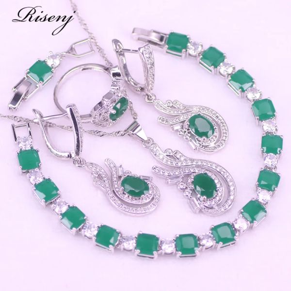 Brins malais jade argent 925 bijoux ensemble pour les femmes boucles d'oreilles décors