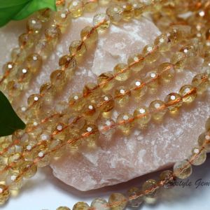 Brins Meiahn Natural Citrine Facetted Round Loose Perles Bracelet Quartz Pierre pour bijoux Making Desgin Gift