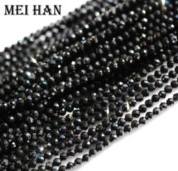 Brins Meihan Natural (10 brins / ensemble) 2 mm Perles de graines rondes à faceau pour la fabrication de bijoux de bracelet de bricolage desin