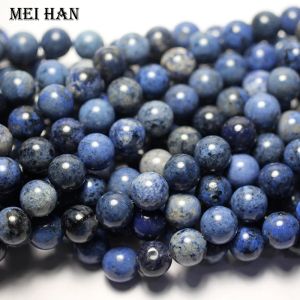 Strands Meihan Dumortierita natural al por mayor 6 mm de 8 mm 10 mm 12 mm Beads sueltos redondos suaves para joyas Collar de pulsera de bricolaje de diseño