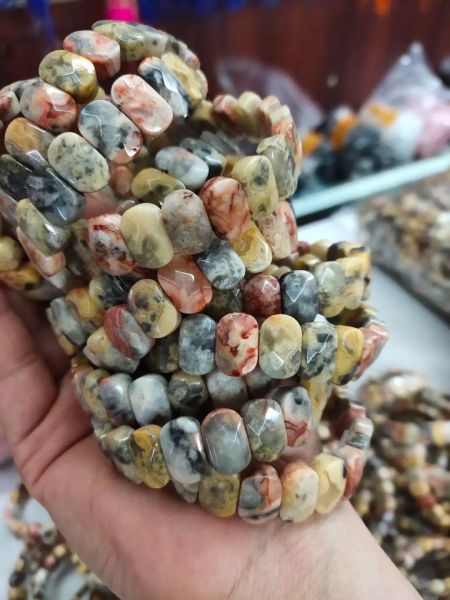 Brins mexicains fous en dentelle agate / sardonyx bracelet nature naturel perles de pierres précieuses pour femmes pour l'homme en gros!