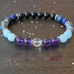 STRANDS MG1760 8 MM LABRADORITE AMETHYST LAPIS LAZULI BRACKET NATUURLIJKE AQUAMARINE ZWARTE TOUMALINE SIERRY