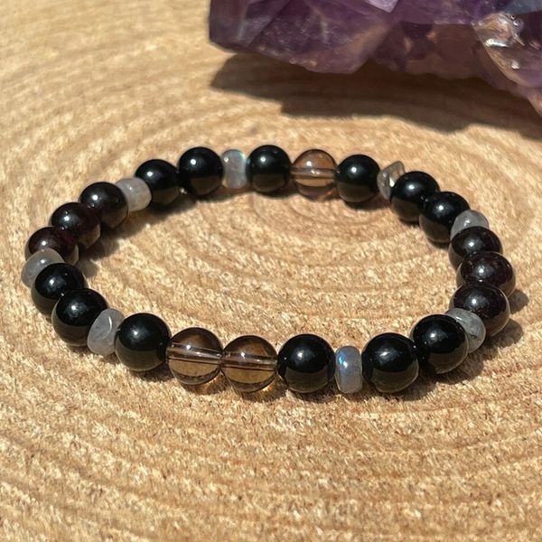 Brins MG1777 Nouveau Design 3A Tourmaline Noire Quartz Fumé Bracelet Labradorite