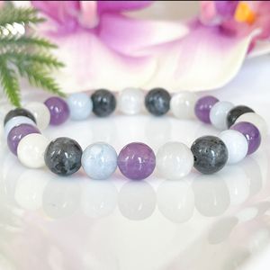 STARDS MG1781 AQUARIUS ZODIAC Moonstone Aquamarine Labradorite Amethyst -armband