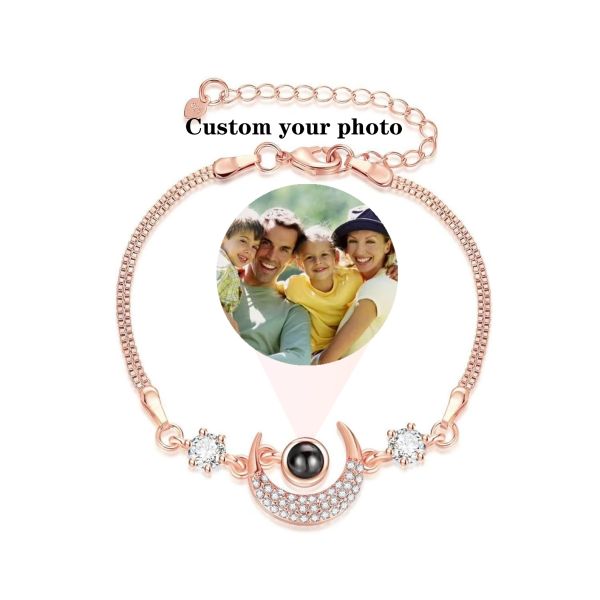 Strands Moon Star Bracelet Proyección personalizada Foto de pulsera Imagen Memorial Imagen personalizada Joyería Mujeres Regalo de Navidad Romántico