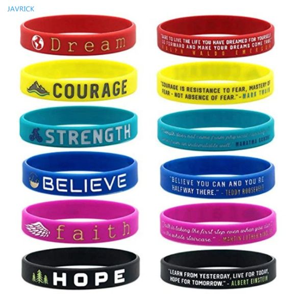 Strands Motivacionales Moticamentos de goma de silicona Pulsera inspiradora Sueño Coraje Fuerza Crey Faith Hope Bangle Gift