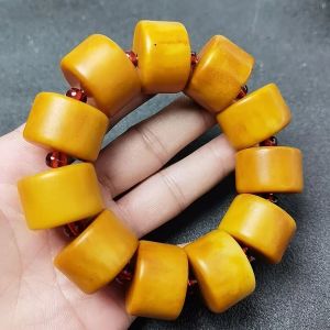 Brins Natural Amber Subs Neugle Explosion Natural Amber Breswax Old Stone Abacus Perle pour hommes bracelet à main bracelet jaune pour hommes Big Taille