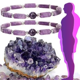 Brins d'améthyste naturel Purification bracelet minceur Bracelet Énergie de yoga Bracelets pour les femmes Bracelet de perte de poids Relief de fatigue