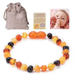 Brins bracelet d'ambre Baltique naturel pour bébés adultes faits à la main des billes d'ambre nouées